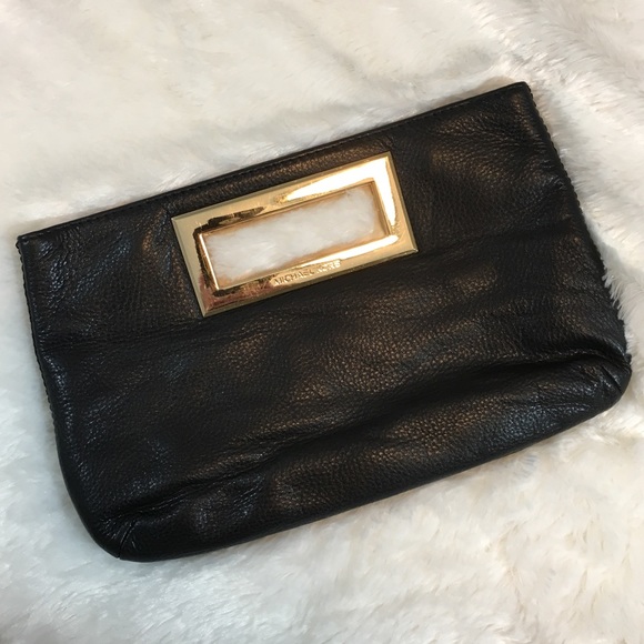 MICHAEL Michael Kors Handbags - Michael Kors Black Soft Pebbled Leather Clutch